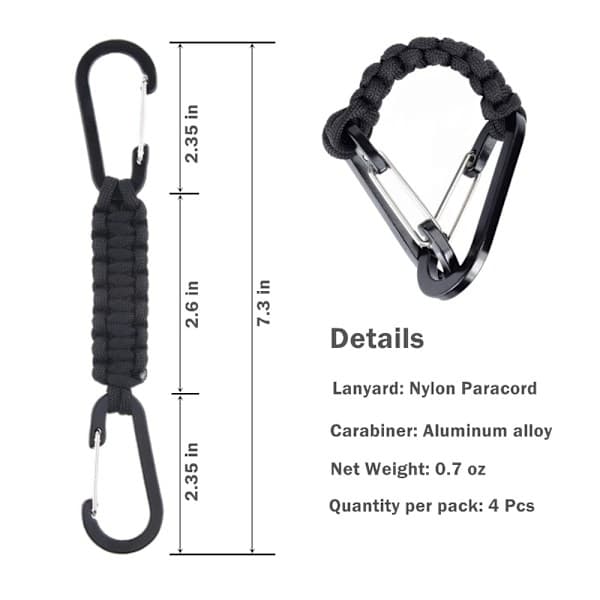 2 ST Paracord Nøglering Krog D Ring Karabinhage Clips_tfrf