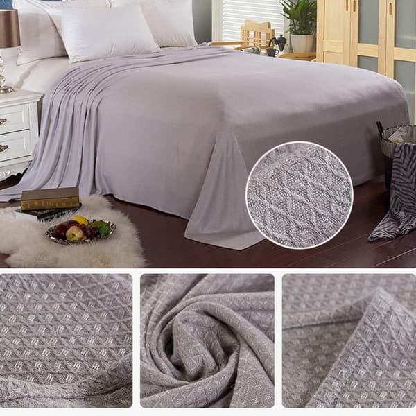 Kølende tæppe af bambusfiber, let åndbart sommertæppe til varme sovende og værelser med aircondition, grå, 100 x 150 cm