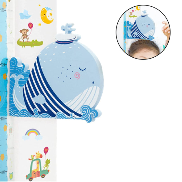 3D-stereobabyhöjdlinjal, babytillväxthöjddiagram med djurform rörligt magnetiskt klistermärke Chart-Captain Whale