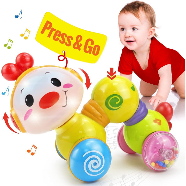 Baby 6-12 månader+ Tryck & Gå Musikaliska Ljusleksaker för 1-åriga flickor och pojkar presenter, 9 6 månader gamla baby 6 till 12 månader Baby