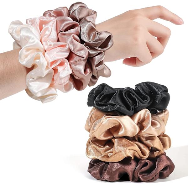 5 Satin Hårskrubb, Elastiska Band för Kvinnor & Flickor