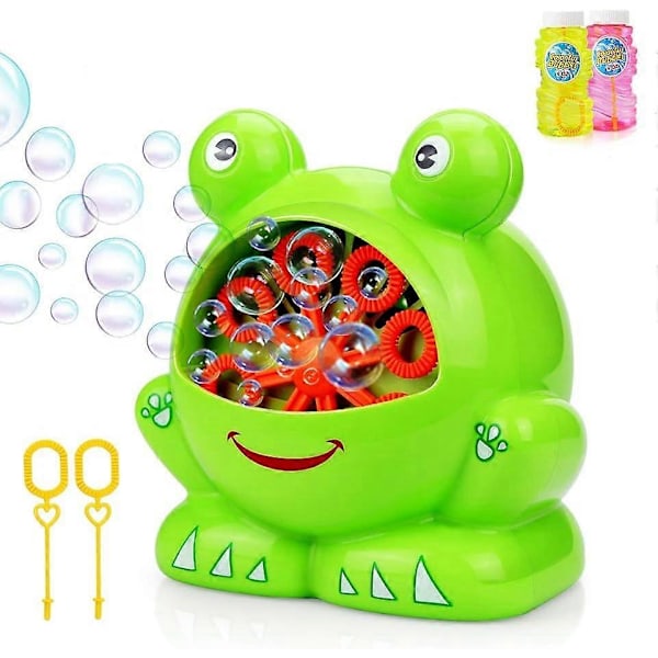 Groda Bubbelmaskin med 2 Flaskor Vätska, Automatisk Bubbelblåsare Leksaker Trädgårdsspel Bubbelblåsare för Barn Pojkar Flickor Baby Småbarn Present (FMY)