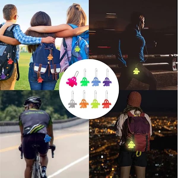 16 Pcs Reflective Keychains Safety Reflectors Pendants for Kids, Backpack Reflective Accessories