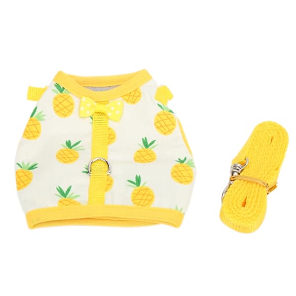 Adjustable Guinea Pig Harness and Leash, Small Pet Clothes, Yellow Pineapple