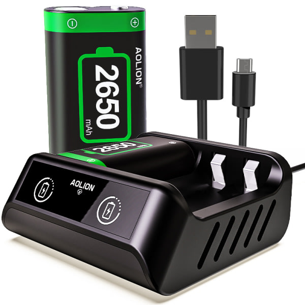 CDQ 2x2600 mAh uppladdningsbart batteripaket Xbox batteriladdare 13*8*3,2cm