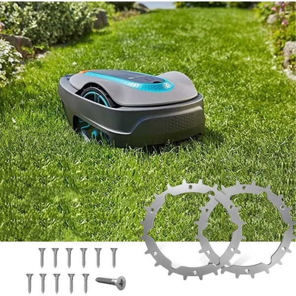 2x Rustfrie Hjul for Gardena Sileno City, Avgradningspolert, Hjulstørrelse 212 mm med 12 Stålskruer, Forbedret Drivkraft for Gressklipper