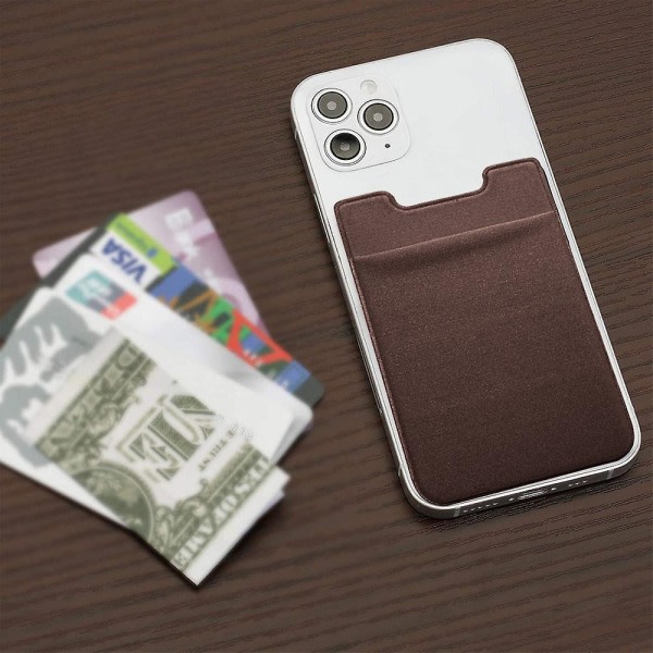 Smart telefonbok (klibbig kredittkorthållare)/smarttelefonkorthållare/mobilplånbok/minilånbok/ etui for Iphones og Android-smarttelefoner. brun