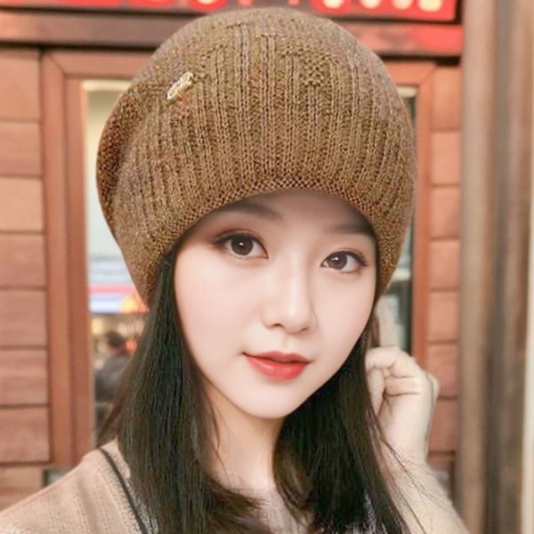 Fleece Varm Stickad Mössa Stickad Beanie HARMAA grey
