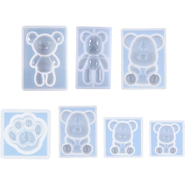 CDQ 7 st Teddy Bear Resin Mold Kristall Epoxi Mold DIY Craft