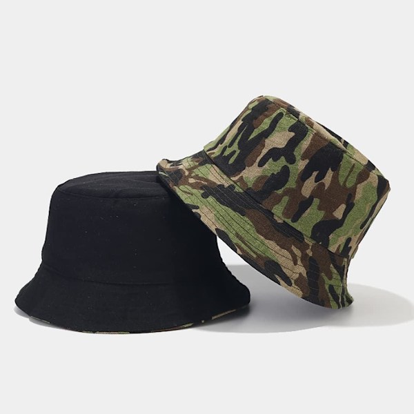Söt bucket hat strandfiskarhattar för kvinnor, vändbar dubbelsidig användning Camoa