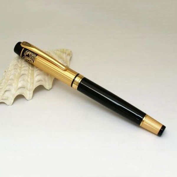 Heroes 901 Fountain Pen Medium Fountain Pen Luksus Sort og Guld Rustfrit Gave Skole Kontor