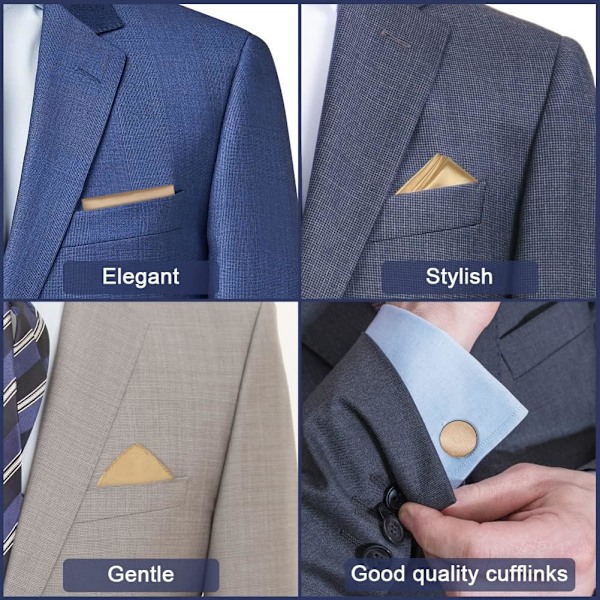 Herrfluga, Klassisk enfärgad fluga för män, Satin Tux-fluga, Justerbar formell fluga för fest, bröllop 3pc-Champagne