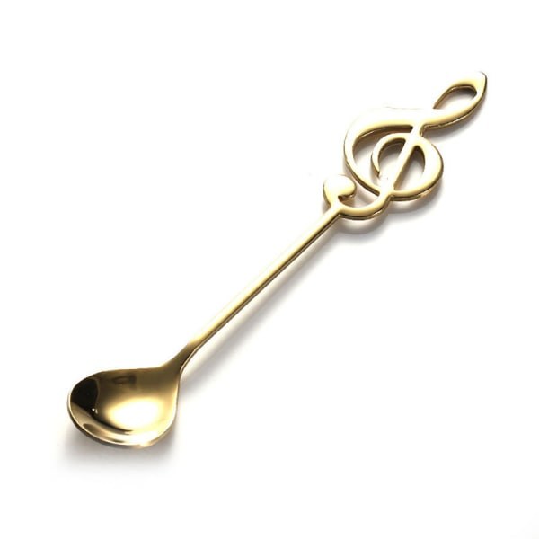 4 stk. dessertskeer Dekorative musiknoter Blandeskeer Kaffeskeer til hjemmet (guld)