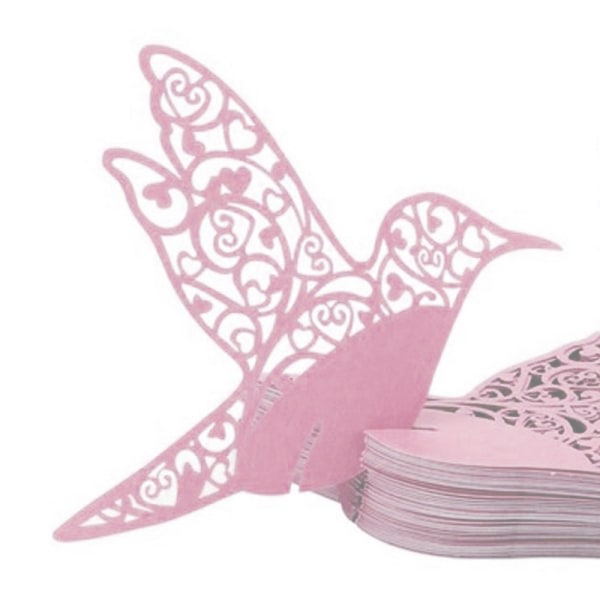 Kolibri Bröllopsnamn Platskort Vinglas Pärlemorskimrande kort Kulta 100st