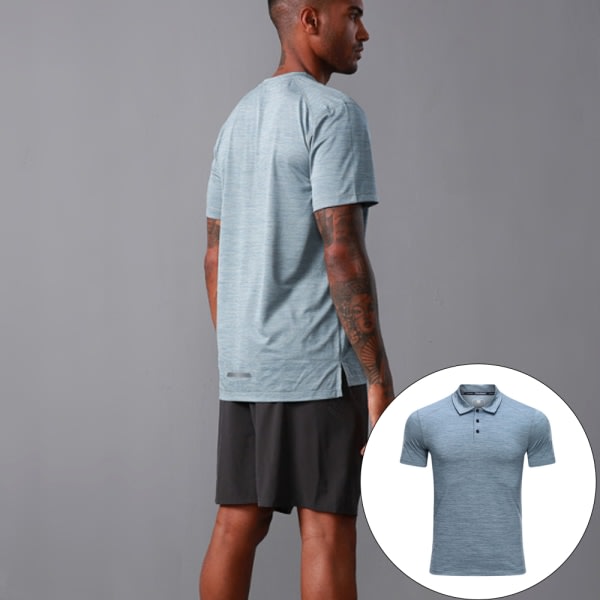 Sportpikétröja for män med lang og kortvarig T-skjorte (Ljusblå) 4XL CDQ
