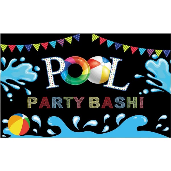 7x5ft Sommer Pool Party Bash Baggrund Symboler Flag Banner Børn Drenge Piger Fødselsdagskage Bordfest Dekoration Redningskrans Splish Splash Baggrund