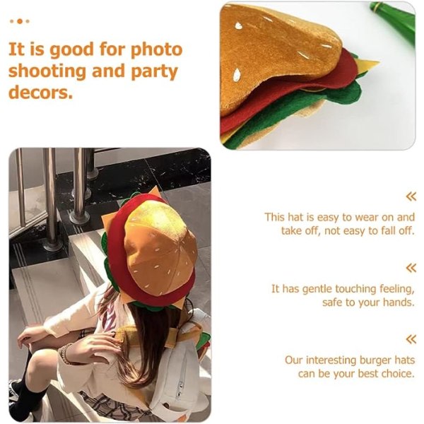 CDQ Rolig Burger Hat Snabbmat Hattar Plysch kostym Accessoar Halloween julfest dekorationer