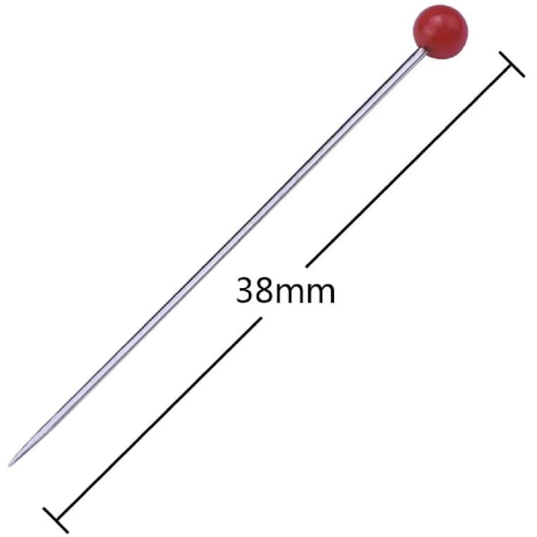 Ompelepinssejä - 250 kpl, 38mm, Suorat, Helmi Pää, Peittoompeli