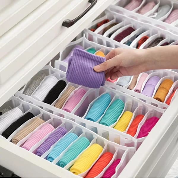Drawer Organizer, 6 Compartments - White