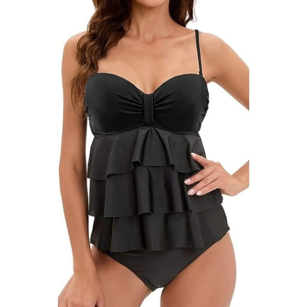 (M)Uimapuku Naisille 1-osainen Volangit Shapewear Uimapuku Litteä Vatsa Topattu Selkämyksellinen Bandeau Push-Up Tankini Naiset CDQ