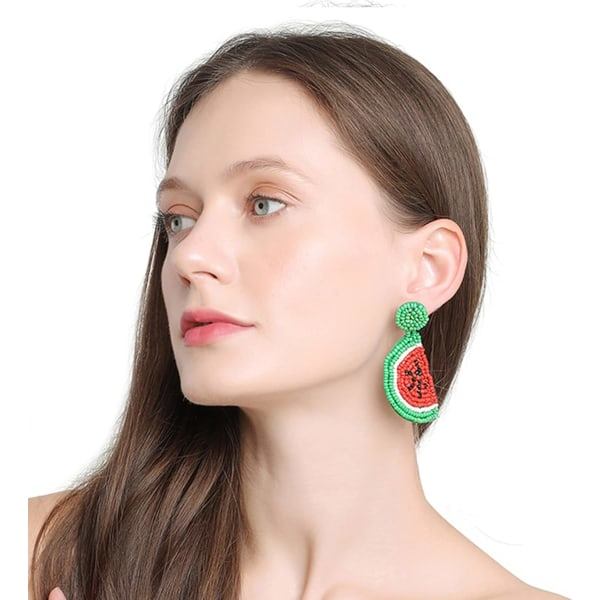 Söta frukt Vattenmelon pärlor Dangle Stud örhängen för kvinnor Tonårstjejer Rolig frukt Bohemian Statement Harts droppe örhängen Modesmycken