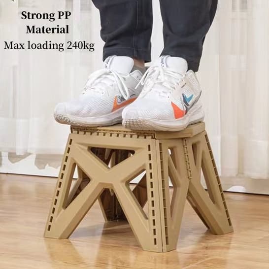 Folding Stool for Kids and Adults, Non-Slip Durable Plastic Bench, Camping Stool