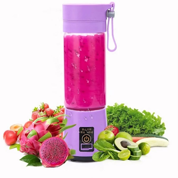 380ml bærbar elektrisk fruktjuicer hjem USB oppladbar smoothie maker blendere maskin sportsflaske juicingcup Purple