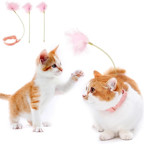 CDQ Cat Wand Feather Teaser Toys - Cat Interactive Toys med 2STS fjærerstatning kattungeleker