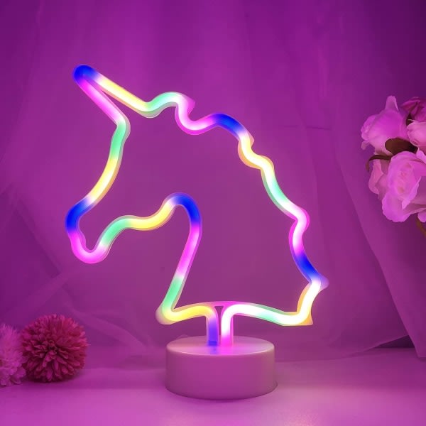 Unicorn LED-lys Fargeglad Unicorn Light Neonskylt Batteri eller USB-drevet Unicorn-lampe for flickor Sovrumsinredning Enhörning