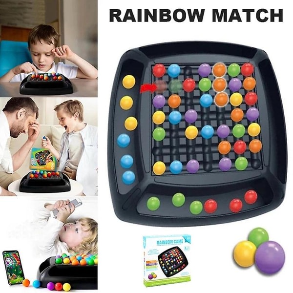 Regnbågsboll matchande leksak Färgglada roliga pussel schack brädspel med 48 st/ 80 st färgade pärlor för barn
