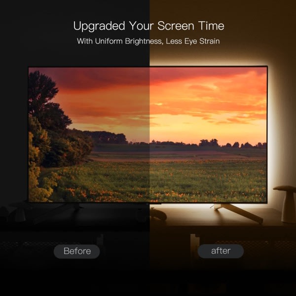 USB LED TV-bakgrundsbelysning, 400 LED/m Naturvit 4000K Dimbar LED-remsa 5V, COB LED-remsa LED-remsa Ljuskedja 1M 1M
