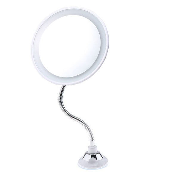 Flexibel förstoringsspegel Roterande upplyst LED sugkopp Fixering vit och grå krom Triomphe-200x183x68mm Sunmosar