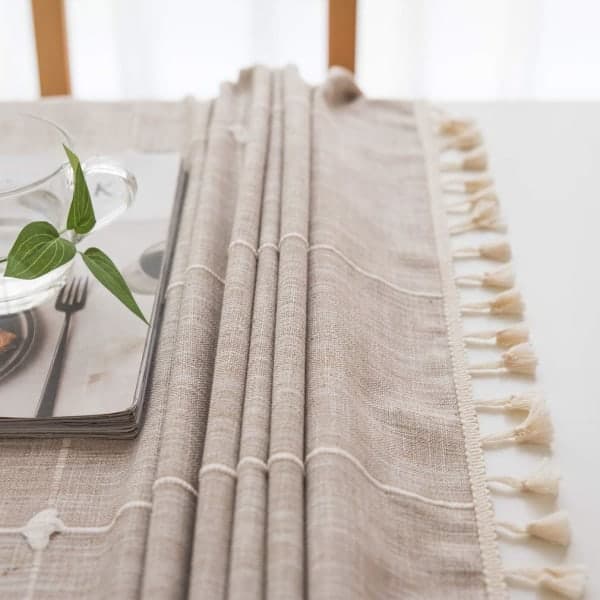 Cotton and linen tablecloth, dustproof tablecloth for party table, kitchen table (reddish brown, square, 140 x 140 cm)