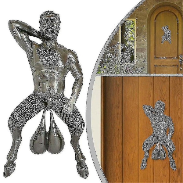 Roliga dörrklocka Smycken Dörrklocka Dörrklockare Muscle Man Art Staty Smycken 1 Styck Silver