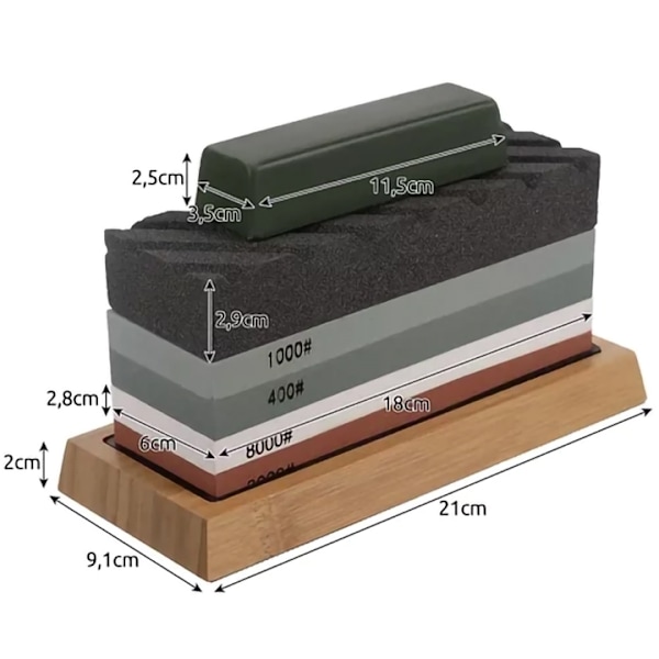 Slipesteinsett for knivsliping / Slipeblokk - 400/1000/3000/8000 Knivsliper 2485