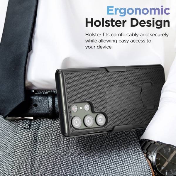 Inkapslad DuraClip Designad för Samsung Galaxy S23 ULTRA Bältesklämma Case, Smal phone case med hölster (svart)