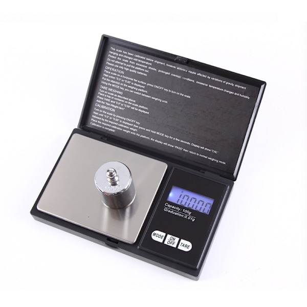 Digitalvåg 0,01g - 200g fickvåg digital våg inkl. batterier Silver grey Silvergrå
