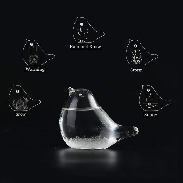 Glas väderprognos Fågelform Kristall Bordsdekor Glashantverk 70ml Hvit ingen