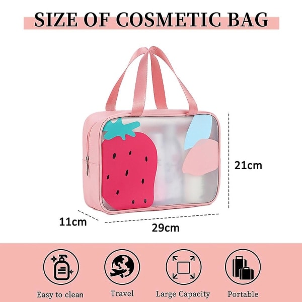 Pu Frostad vattentät förvaringsväska Resebärbar Kosmetisk väska med stor kapacitet rosa
