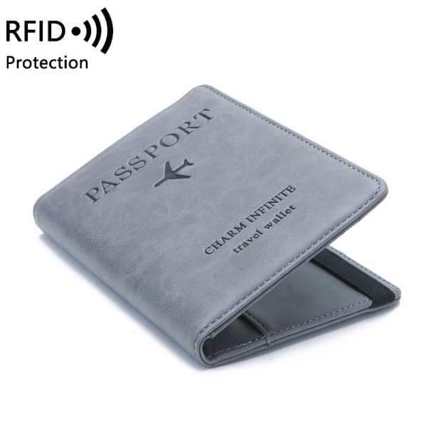 RFID passväska Reseläderfodral Case grå Grå