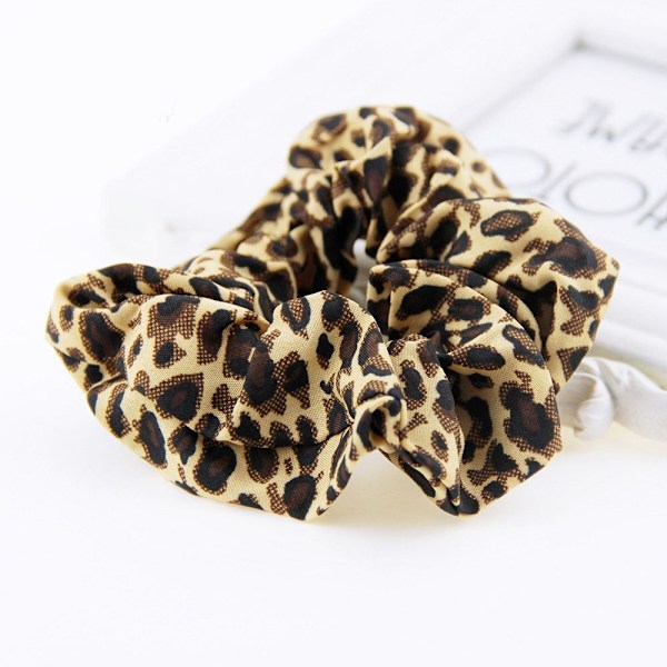 6 Djurtryckta Scrunchies, Leopardmönster, Håraccessoarer