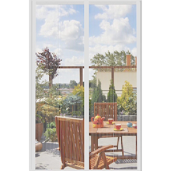 Fluenetting Dør Myggnett Gardin Insektsnett for å holde fluer og insekter ute, Myggnett Franske dører, Dobbeltdør Magnetisk Myggnett Dører Hvit White White 150*220CM