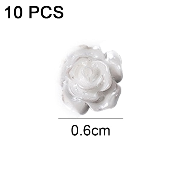 CDQ Nail Art 3D Resin White Rose Flower Design Aurora Petal Nail form1