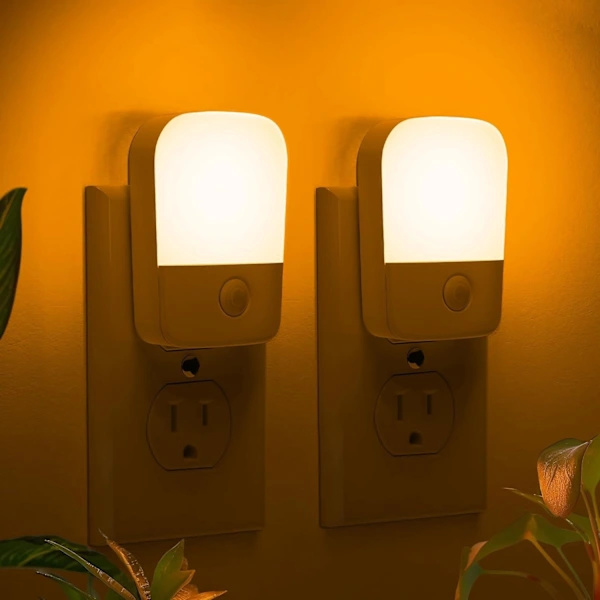 Amber Night Light 2-pack with Sensor Dimmable for Nursery Bathroom Hallway