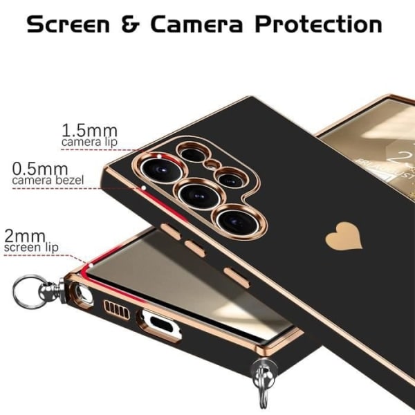 CQBB Fodral till Samsung Galaxy S22 Ultra Soft Anti-Scratch Protection + Axelrem Svart