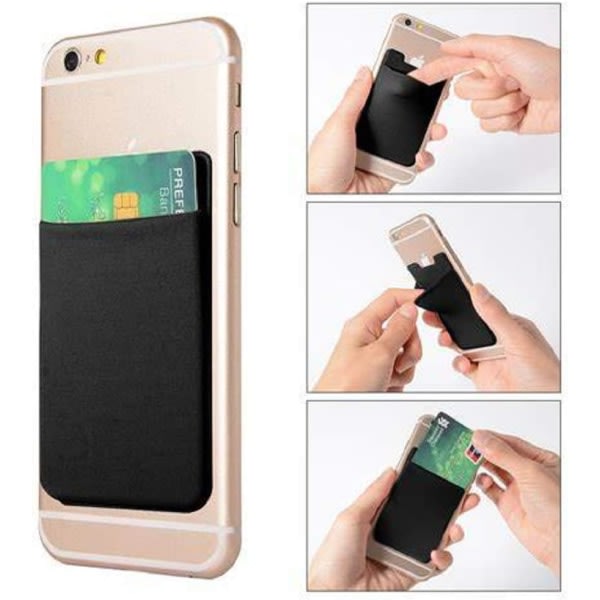 CDQ 1-pack telefonkortholdere Elastisk telefonplånbok, ophæftende plånbok, kreditkort-ID-etui(svart)