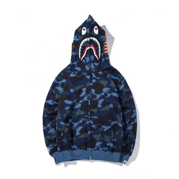 Shark Head Sweatshirt Jacka, 3D digital hettegenser, Zip Up hettegenser Jacka for män kvinner XL