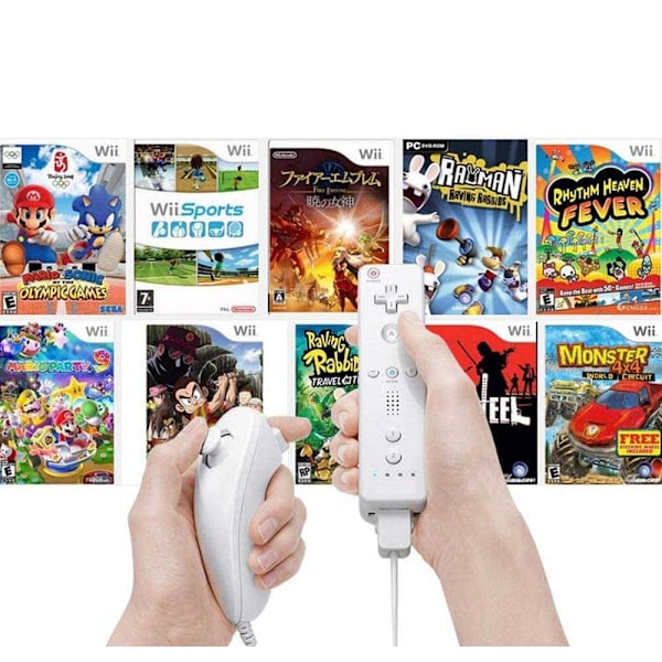 Käsiohjain yhteensopiva Nintendo / Wii Ohjain Motion Plus -ominaisuudella White Vit