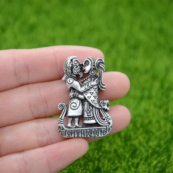 Par Viking-rakastajille Viking Runes -laiva-amuletti Talisman-riipus Kaulakoru naisille Miehille Korut Ystävänpäivälahja Antiikkipronssipinnoitettu