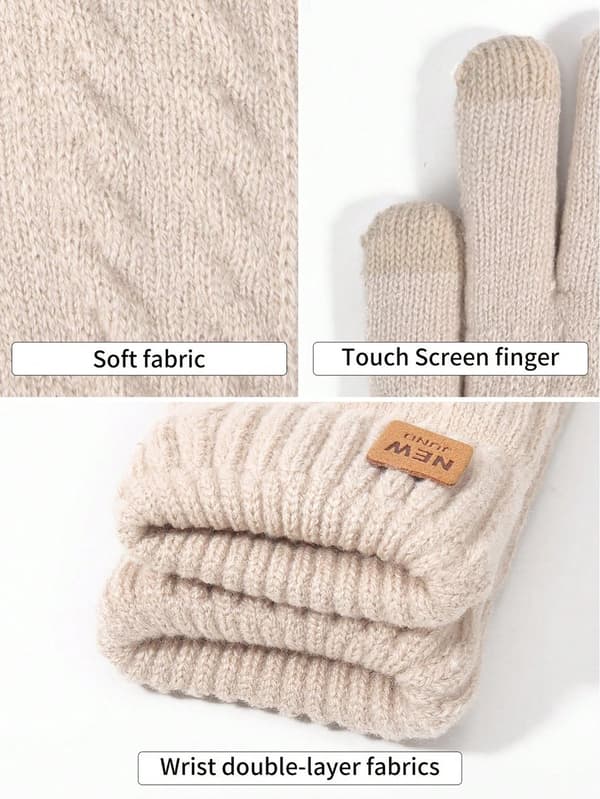 Unisex isolerede handsker, beige - tykt fleecefor, varme, til efterår/vinter pendling